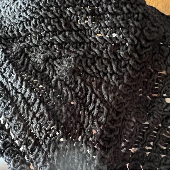 Adora Crocheted Black Tank Top with Pom Pom Fringes Size - Picture 8 of 9